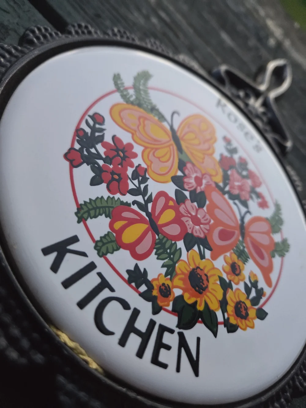Kitchen Decorative Butterfly Trivet - White with Orange & Yellow